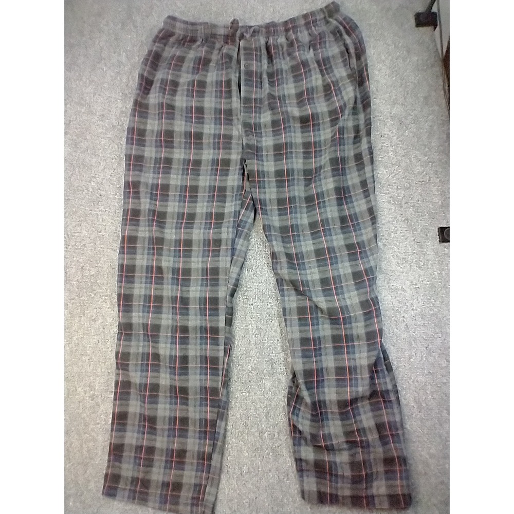 Unbranded Flannel Pajama Pants Mens XL Blue Grey Plaid Cotton Sleepwear